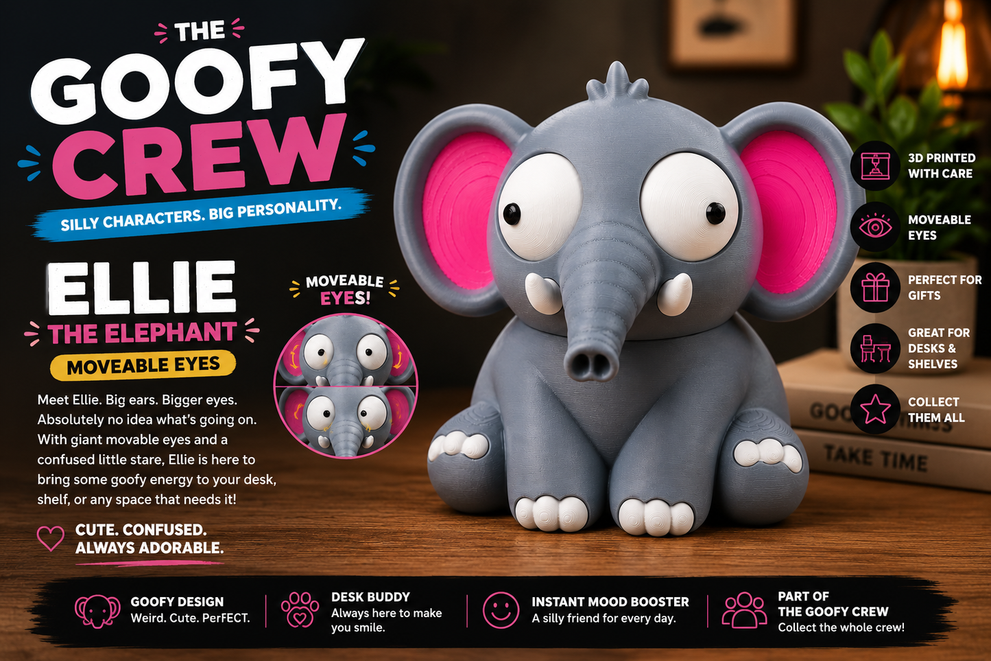 Ellie the Elephant – Goofy Crew Movable Eyes