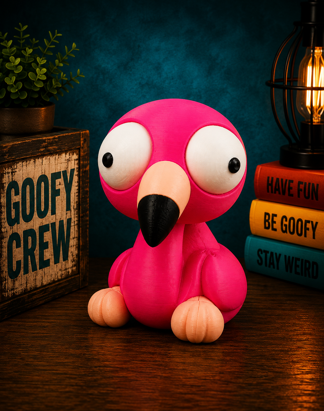 Frankie the Flamingo – Goofy Crew Movable Eyes