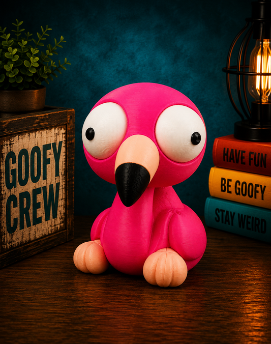 Frankie the Flamingo – Goofy Crew Movable Eyes