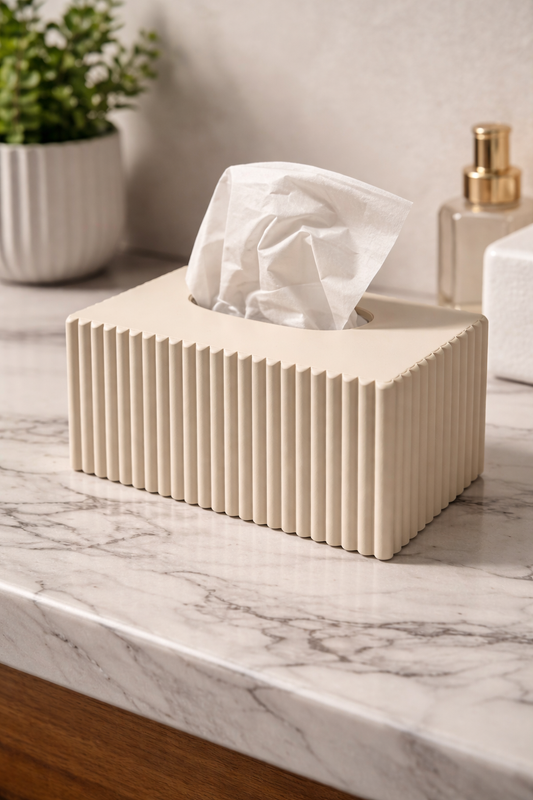 Modern Ribbed Tissue Box Cover – Minimalist Home Decor