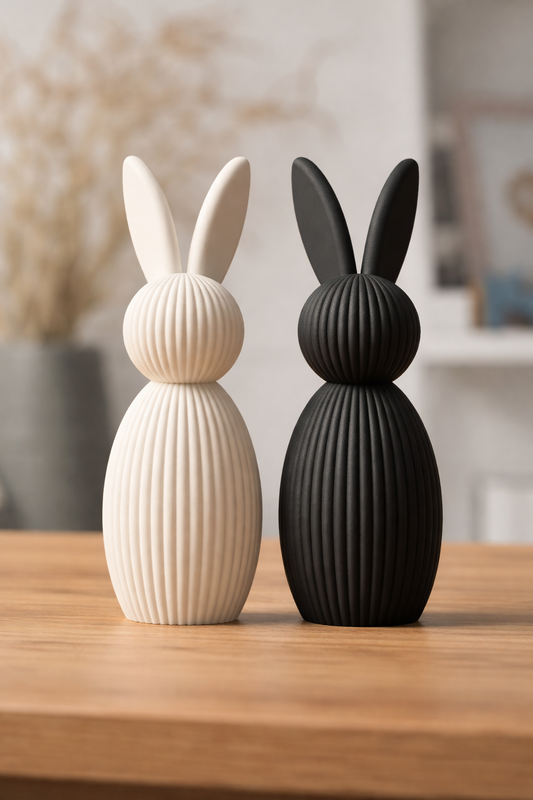 “Nordic Bunny Duo” – Modern Minimal Rabbit Sculpture Set