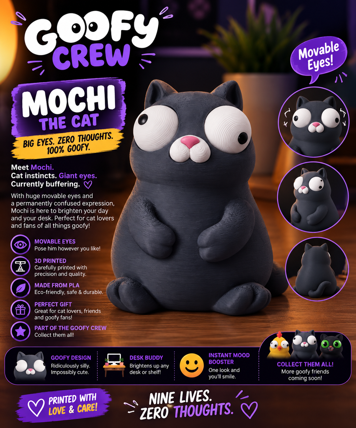 Mochi the Cat – Goofy Crew Movable Eyes