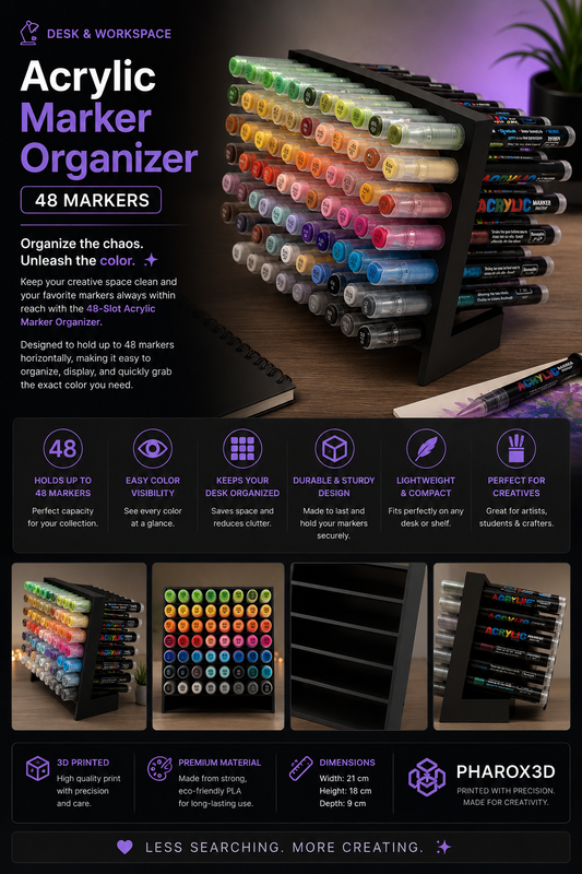 48-Slot Acrylic Marker Organizer