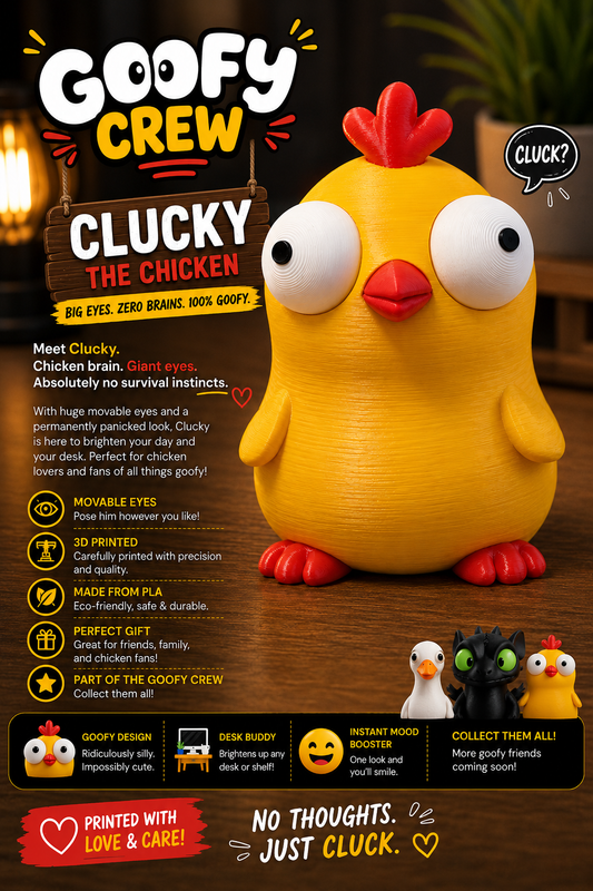 Clucky the Chicken – Goofy Crew Movable Eyes