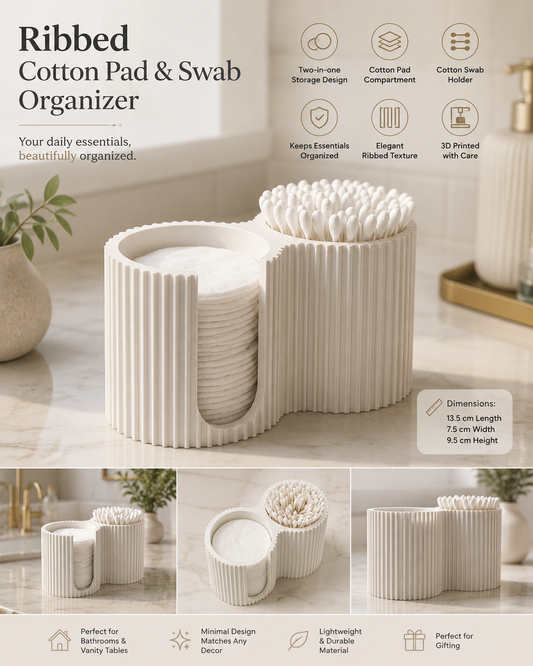 Ribbed Cotton Pad & Swab Organizer