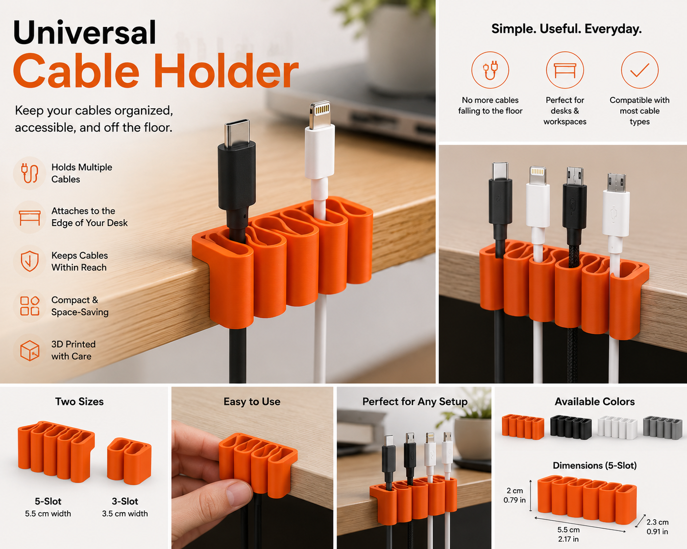 Universal Desk Cable Holder