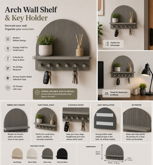 Arch Wall Shelf & Key Holder