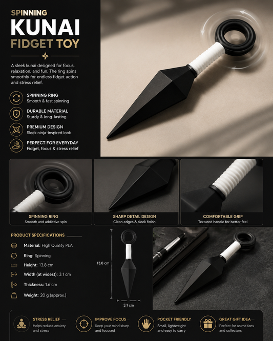 Spinning Kunai Fidget Toy | Ninja-Inspired Desk Toy