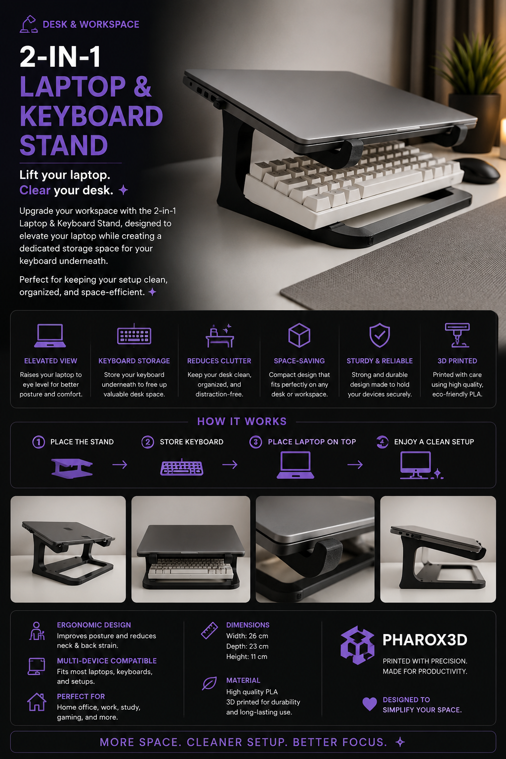 2-in-1 Laptop & Keyboard Stand