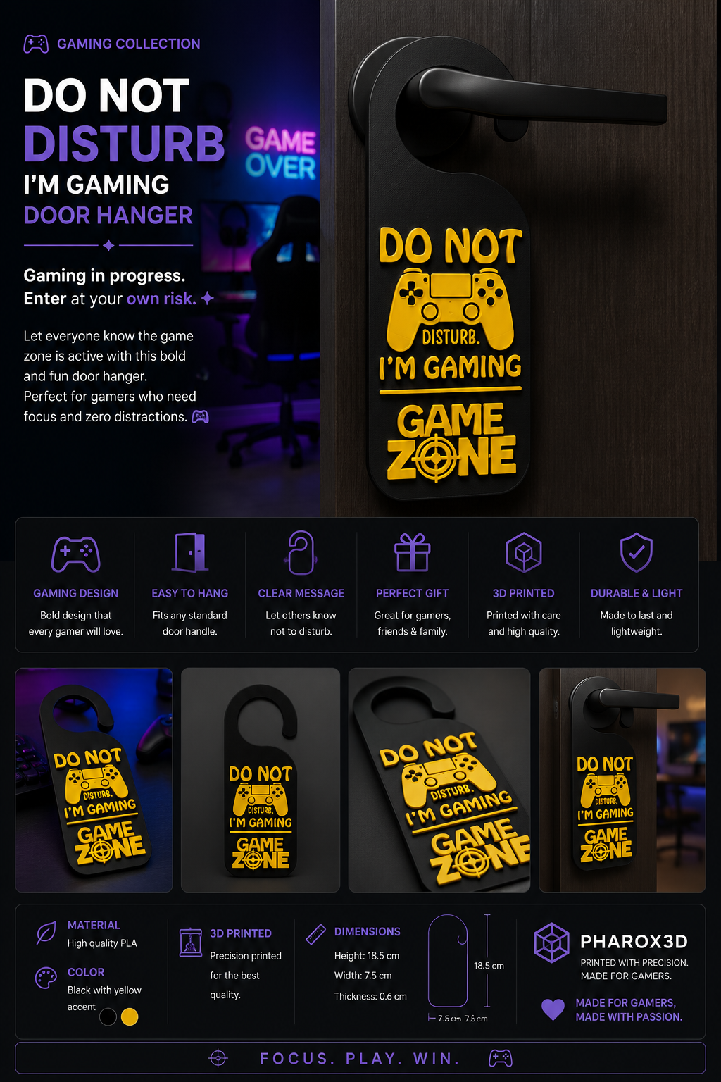 Do Not Disturb – I'm Gaming Door Hanger