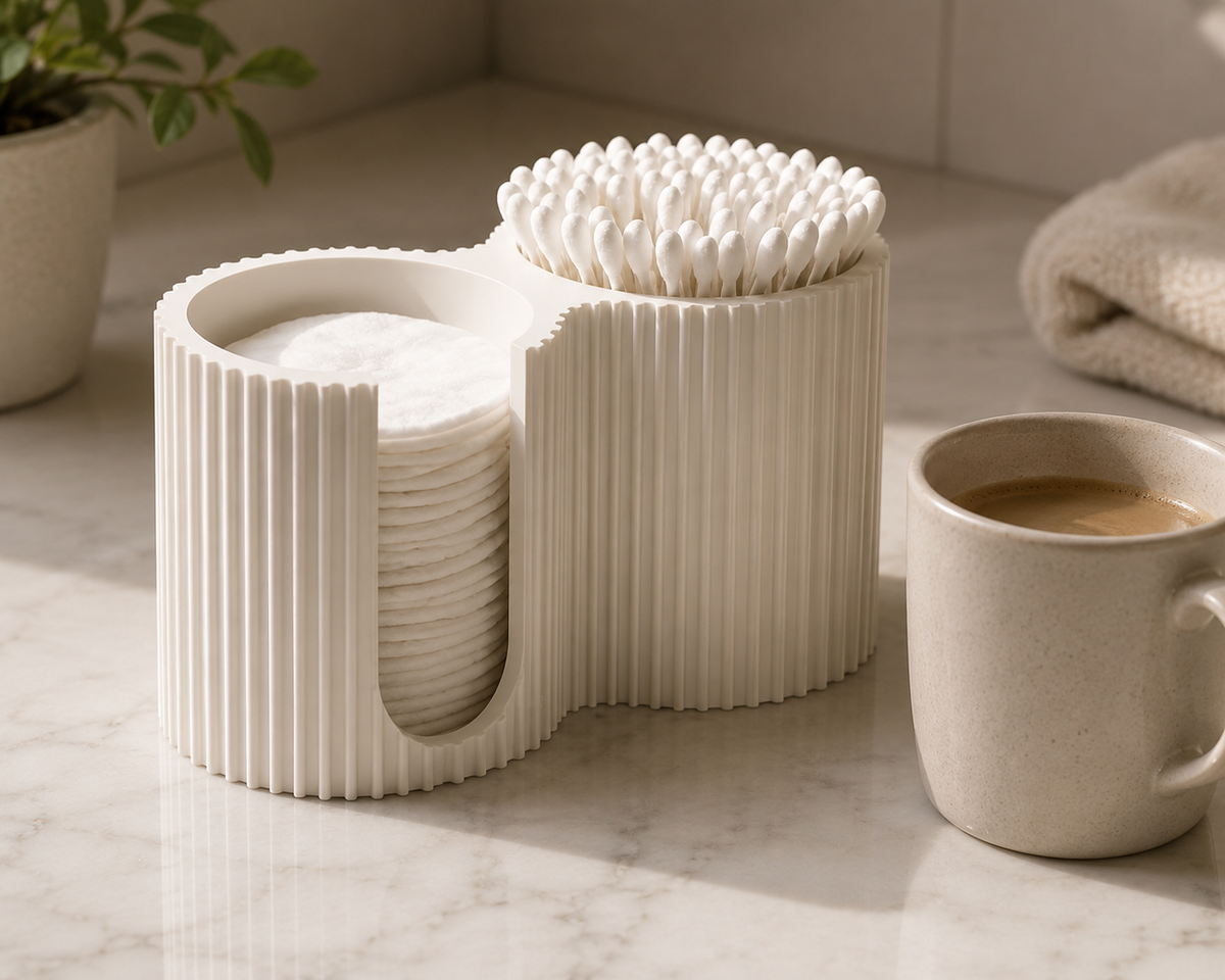 Ribbed Cotton Pad & Swab Organizer